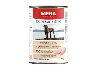 MERA Pure Sensitive Turkey Vådfoder 400 g – Kornfrit Vådfoder med Kalkun til Sensitive Hunde