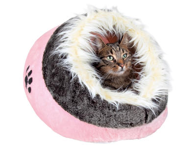 Kattehule Minou, rosa/grå, 35x26x41cm