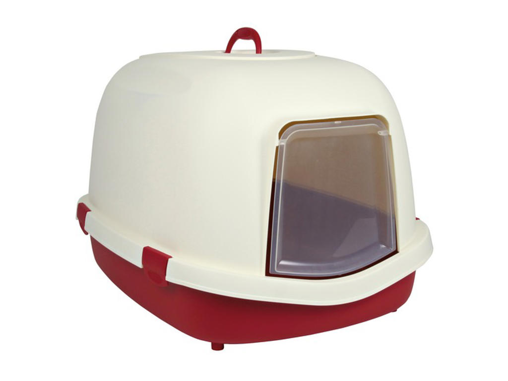 Primo Kattetoilet med hætte, 56 × 47 × 71cm, rød/creme