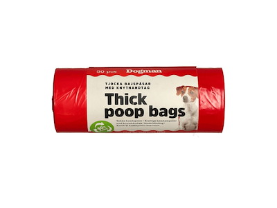 Hundeposer med Håndtag 50 stk – Røde høm-høm poser 22,5 x 28 cm