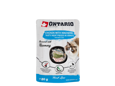 Ontario Herb line pouches - Kylling med makrel, ris og rosmarin 80g