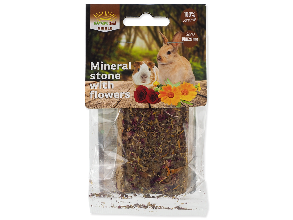 Nature land mineralsten med blomster 100g