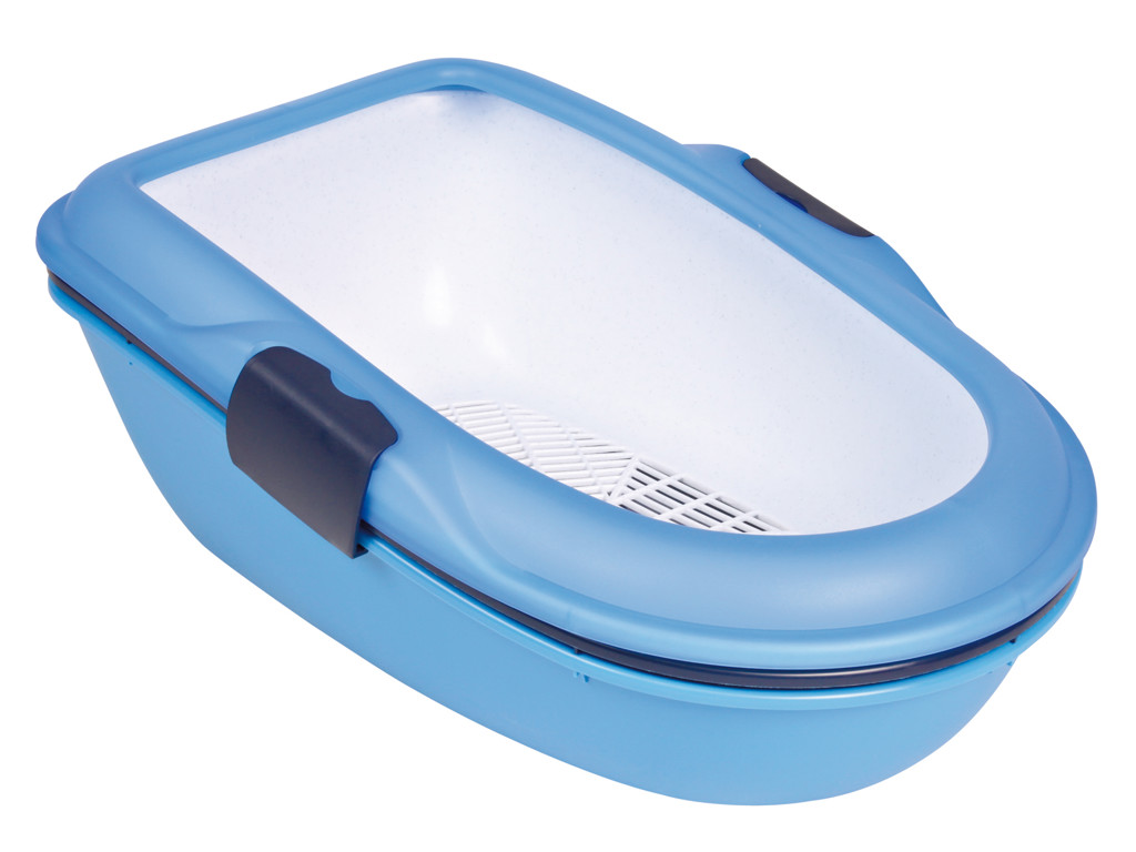 Berto kattebakke, 39x22x59 cm, blå/mørkegrå/granit