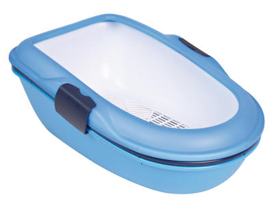 Berto kattebakke, 39x22x59 cm, blå/mørkegrå/granit