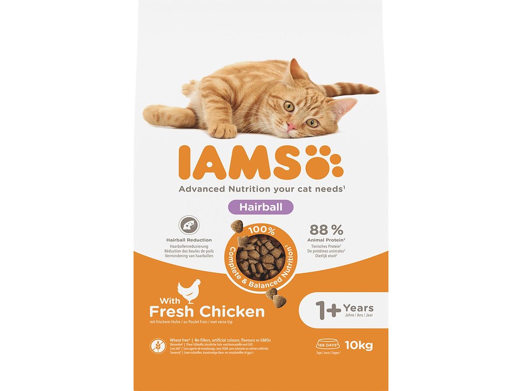IAMS ADULT HAIRBALL KATTEMAD
10 KG