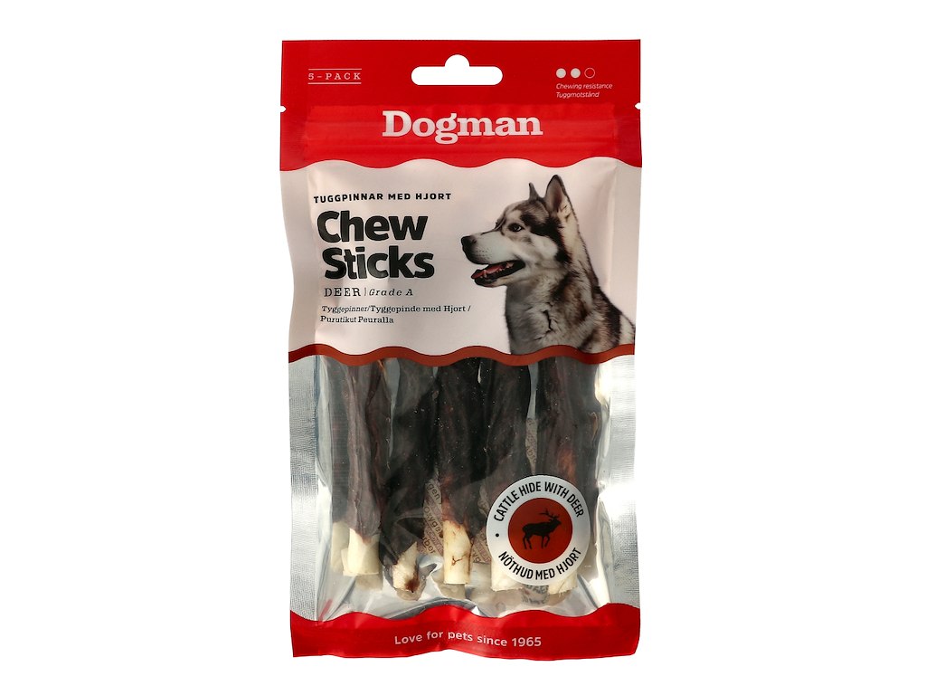 Dogman Tyggepinde med Hjort 5 stk. 12,5 cm – Korn- og Glutenfri Tyggeben
