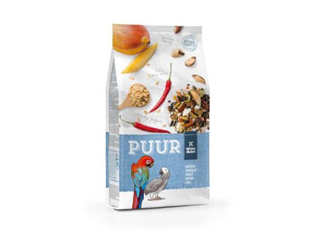PUUR Parakit & Papegøje 2 kg – Naturligt Foder med Mango, Nødder, Hørfrø og Calcium