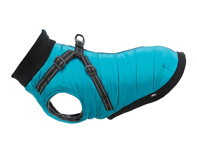 Pontis Hundefrakke med Integreret Sele XS – Aqua, Ryglængde 27 cm
