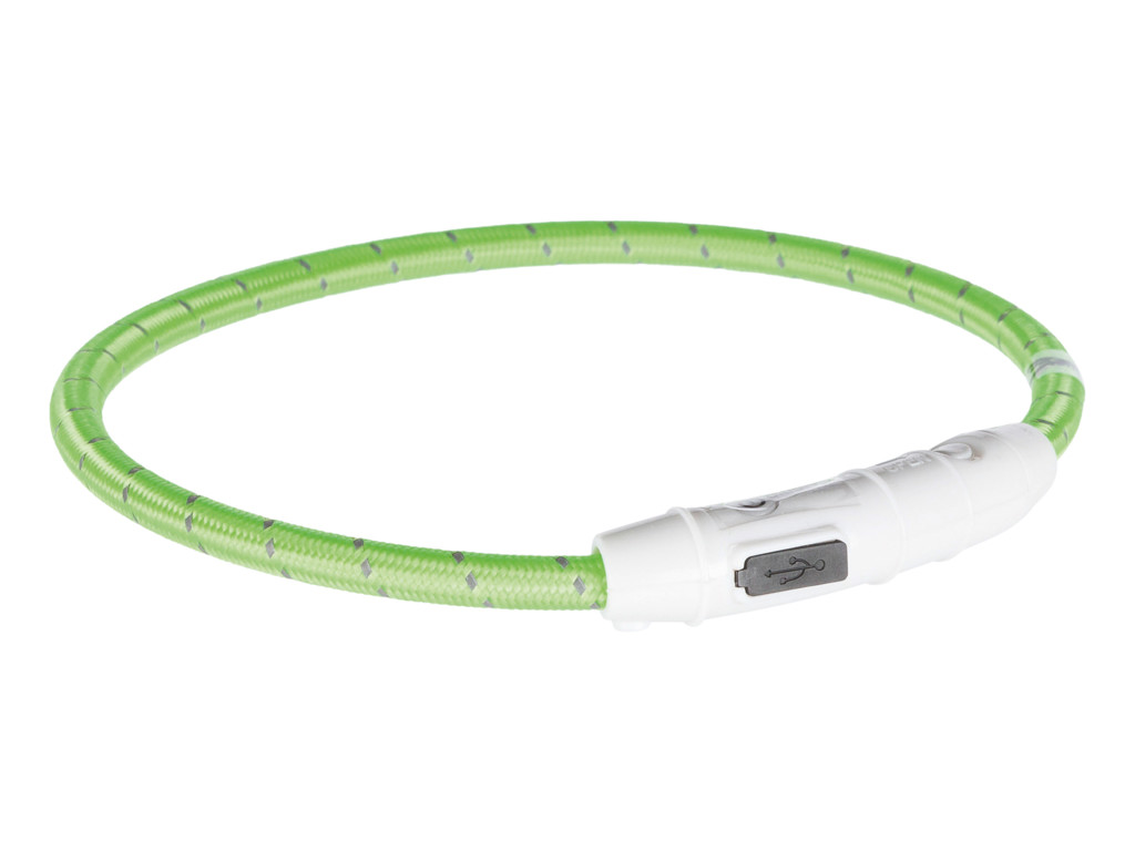 Flash lysring USB t. katte, 35 cm/ø 7 mm, grøn