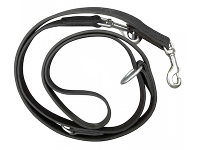 Julius-K9 Dobbelt Justerbar Læderline 13 mm x 2 m – Sort Bøffellæder