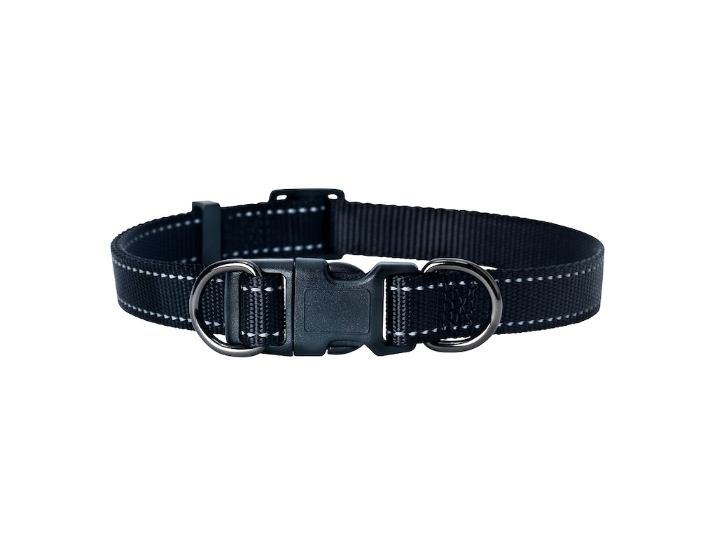 Dogman Iris Nylonhalsbånd Sort S – Justerbart 22–35 cm
