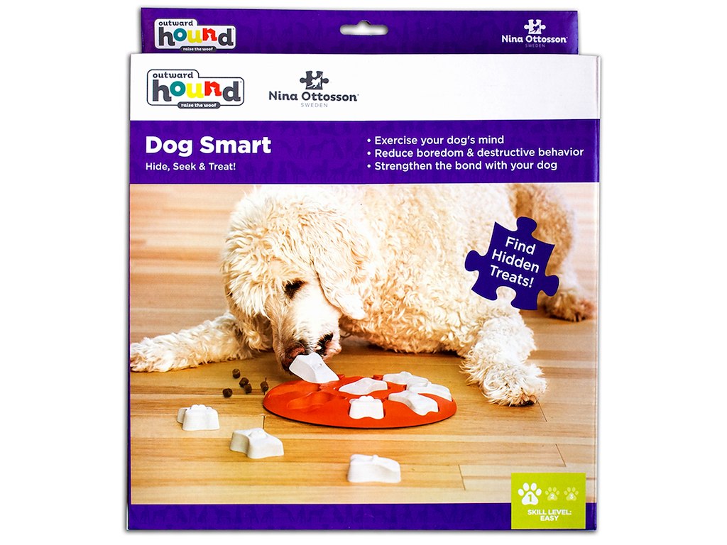 Nina Ottosson DogSmart Plast 28 x 28 x 4 cm – Aktivitetslegetøj til Hund Level 1