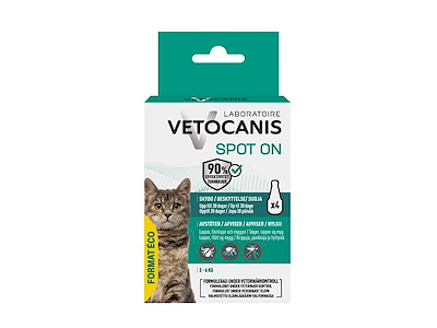Vetocanis Spot-On til kat 3–6 kg – 4 x 1,2 ml (naturlig parasitbeskyttelse)