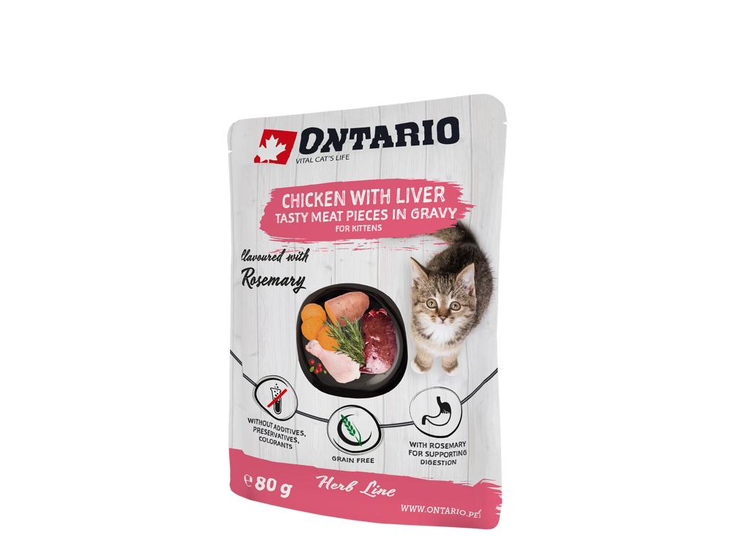 Ontario Herb line pouches - Killing kylling med lever, søde kartofler, ris og rosmarin 80 g