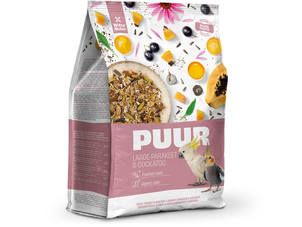 Witte Molen PUUR Large Parakeet & Cockatoo 750 g – Premium Fuglefoder til Store Parakitter og Kakaduer
