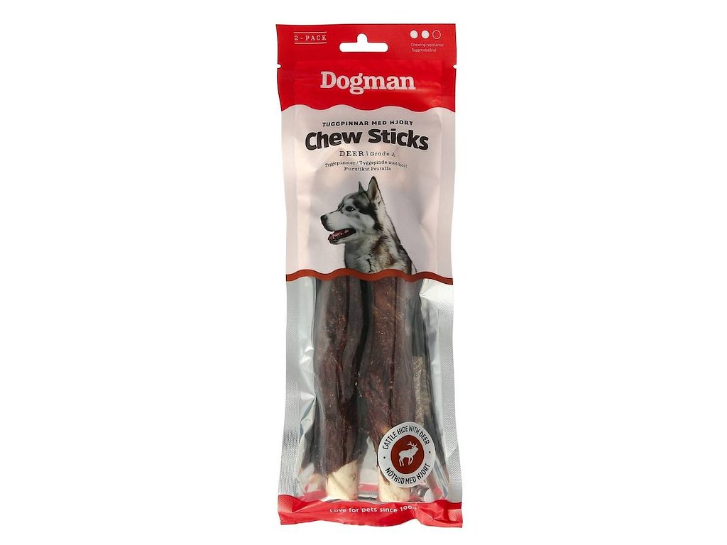 Dogman Tyggepinde med Hjort 2 stk. 20 cm – Korn- og Glutenfri Tyggebe