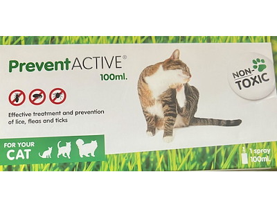 PreventACTIVE Flåt- og Loppespray til Kat 100 ml – Non-Toxic Spray mod Lus, Lopper og Flåter