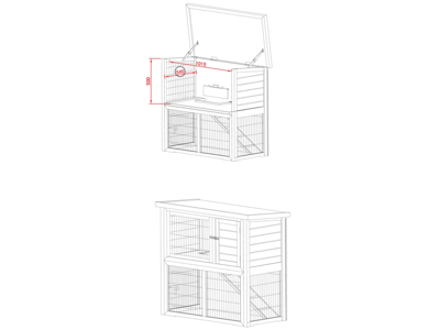 Homestyle Estate Kaninbur 132 x 120 x 132 cm – Udendørs Kaninbur med Natbur og Tagterrasse