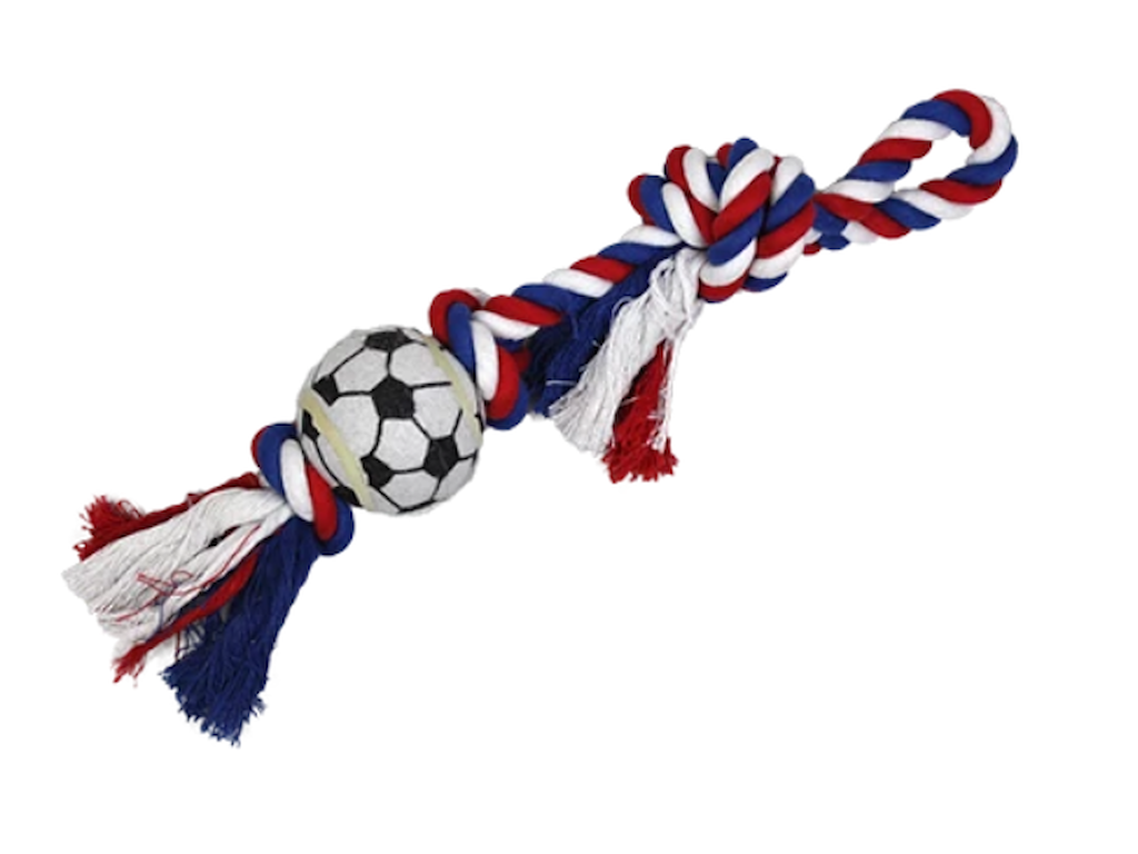 Papillon Hundereb 40 cm med Bold og Håndtag – Fodbold Reblegetøj til Hund