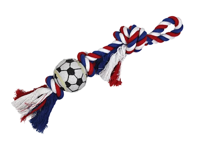 Papillon Hundereb 40 cm med Bold og Håndtag – Fodbold Reblegetøj til Hund