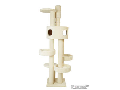 Kattens No.1 Vilbert Kradsetræ Creme 232–247 cm – Loftmonteret Kattemiljø med Sisalsøjler
