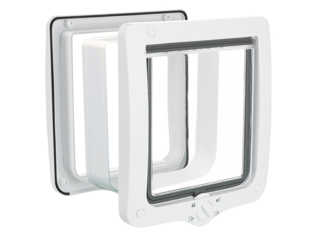 4-Vejs Kattedør, med tunnel, XXL: 24 x 28 cm, hvid