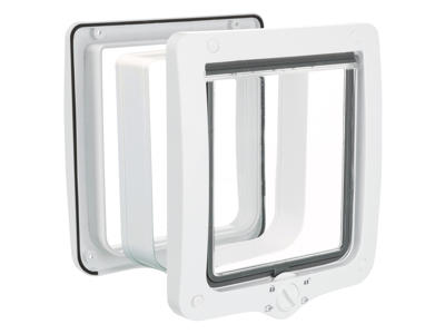 4-Vejs Kattedør, med tunnel, XXL: 24 x 28 cm, hvid