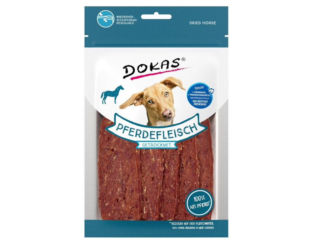 Dokas Tørrede Hesteskiver 60 g – Kornfri Hundegodbidder med 93 % Hestekød