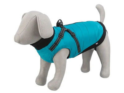 Pontis Hundefrakke med Integreret Sele XS – Aqua, Ryglængde 27 cm