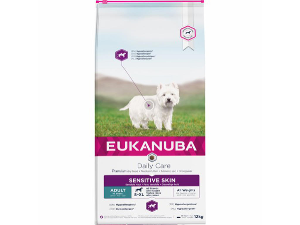 Eukanuba Daily Care Hundefoder - Sensitive Skin - Allergivenligt - 12kg
