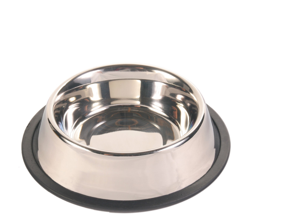 Rustfri stål skål m/gummi,0,4