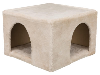 Hyggehule til kaniner/marsvin, plys, 36 x 36 x 25 cm, beige