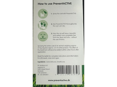PreventACTIVE Flåt- og Loppespray til Kat 100 ml – Non-Toxic Spray mod Lus, Lopper og Flåter