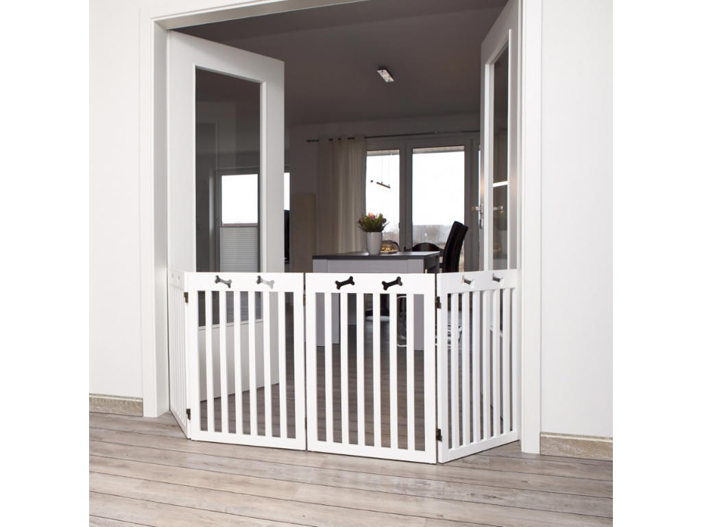 Dog gate, 4-parts, 60–160 × 75 cm, white