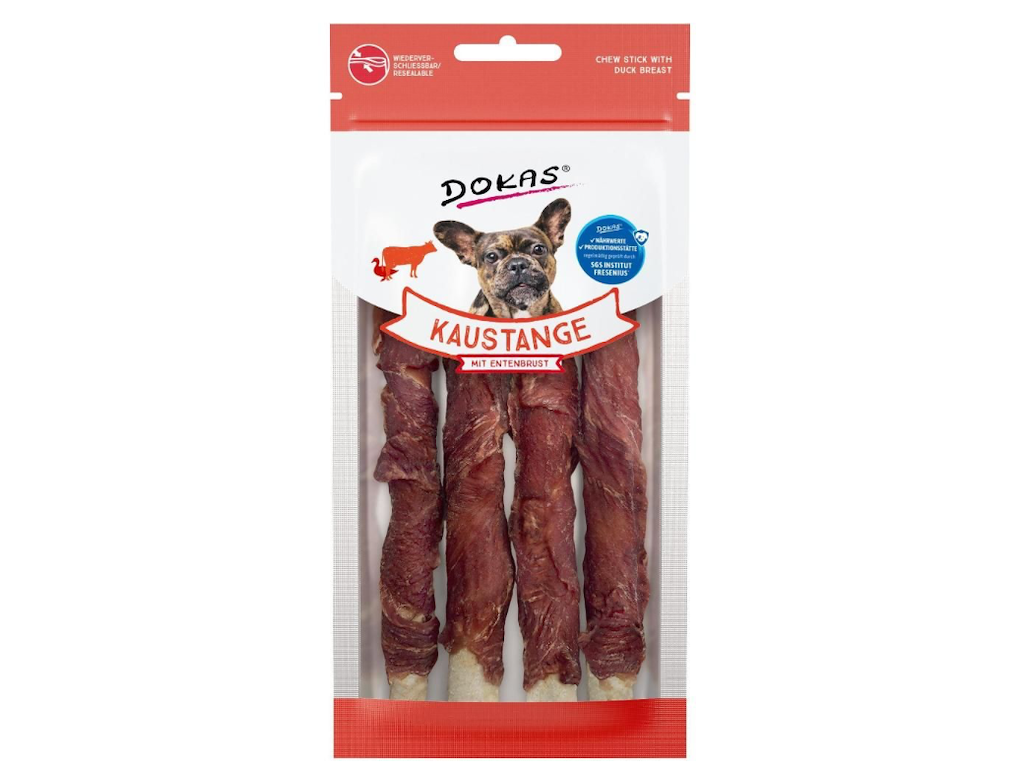 Dokas Tyggepind med Andebryst 50 g – Kornfri Tyggesnack med And og Oksehud til Små Hunde