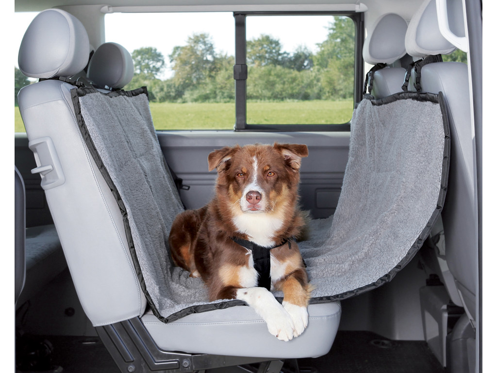 Bilsædetæppe 1,45 x 1,60 m.lysegrå/sort