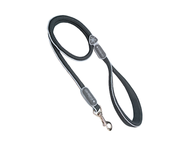Coralpina Cinquetorri Hundeline Sort/Grå 14 mm x 110 cm – Komfortabel Line med Polstret Greb