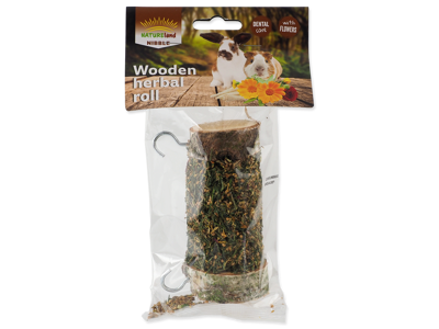 Natur Land NIBBLE Træurterulle 120 g – Aktivitets- & Tandplejesnack til Kaniner og Gnavere