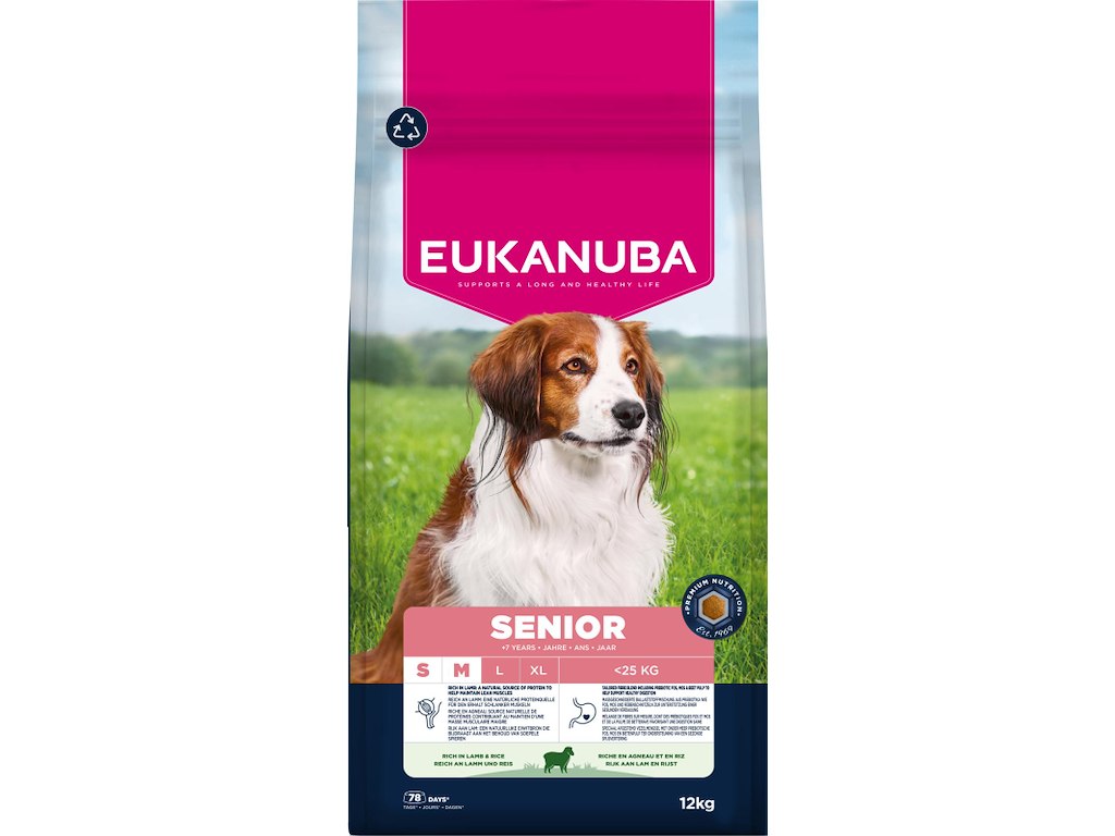 EUKANUBA Senior Small/Medium Breed Lam & Ris 12 kg