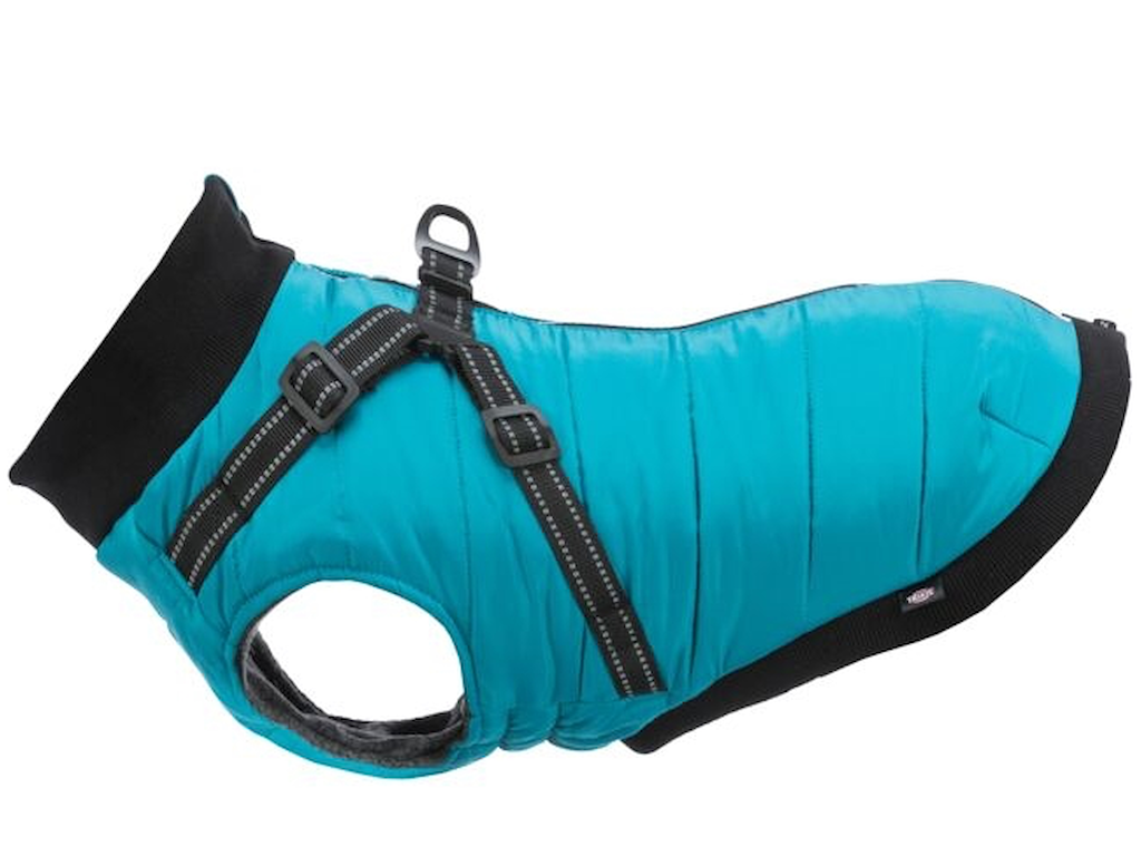 Pontis Hundefrakke med Integreret Sele S – Aqua, Ryglængde 33 cm