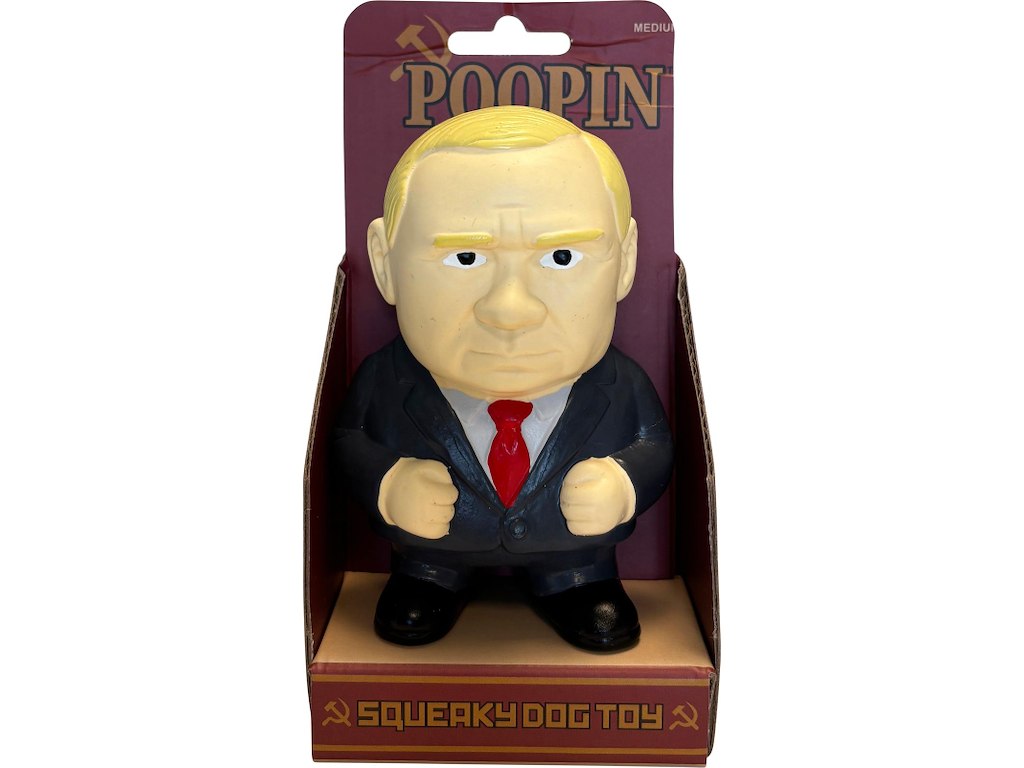 Poopin Medium Squeaky Hundelegetøj 12 cm – Naturlig Latex med Piv
