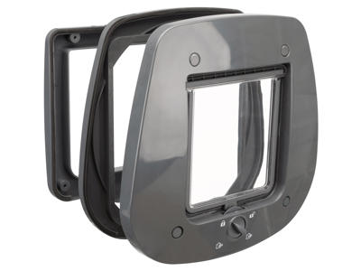 4-Vejs Kattedør, til glasdør, 27 x 26 cm, grå