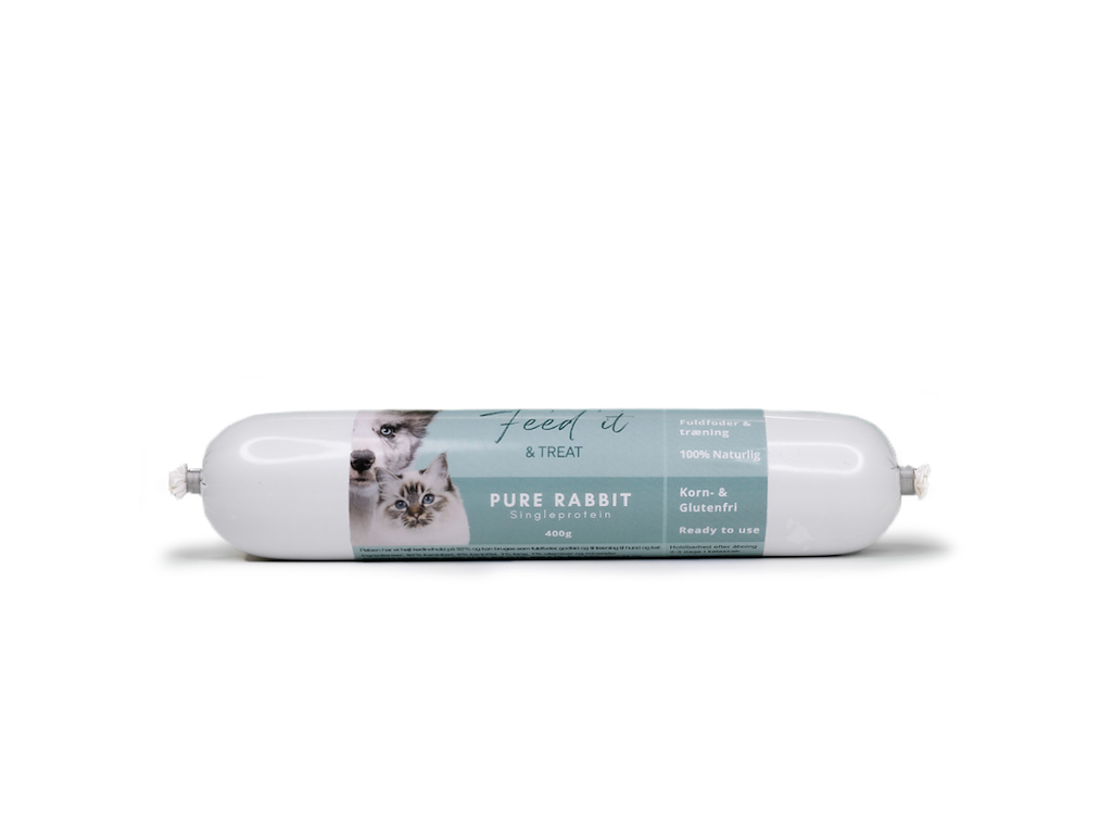 Feed’it & Treat Pure Rabbit 400 g – vådfoder/godbid til hund og kat (92 % kanin)