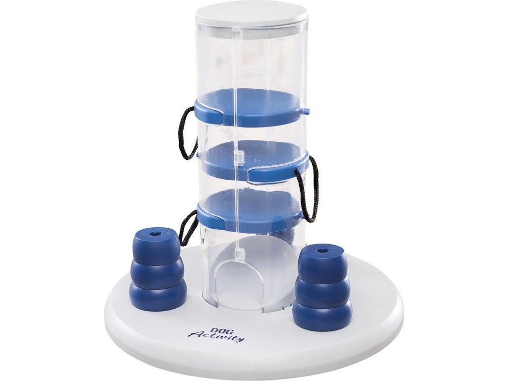 Trixie Dog Activity Gamble Tower 25 cm – Strategispil til Hund med Tårn, Skuffer og Kegler