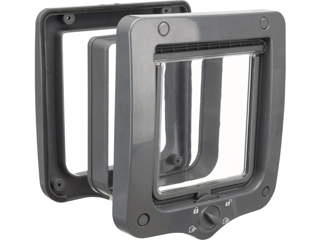 4-Vejs Kattedør, med tunnel, 20 x 22 cm, grå