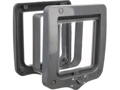 4-Vejs Kattedør, med tunnel, 20 x 22 cm, grå