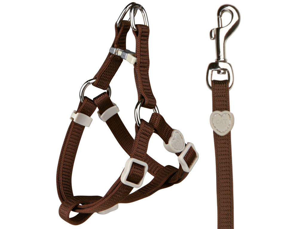 Kattesæt, sele og line, nylon