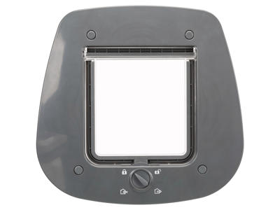 4-Vejs Kattedør, til glasdør, 27 x 26 cm, grå