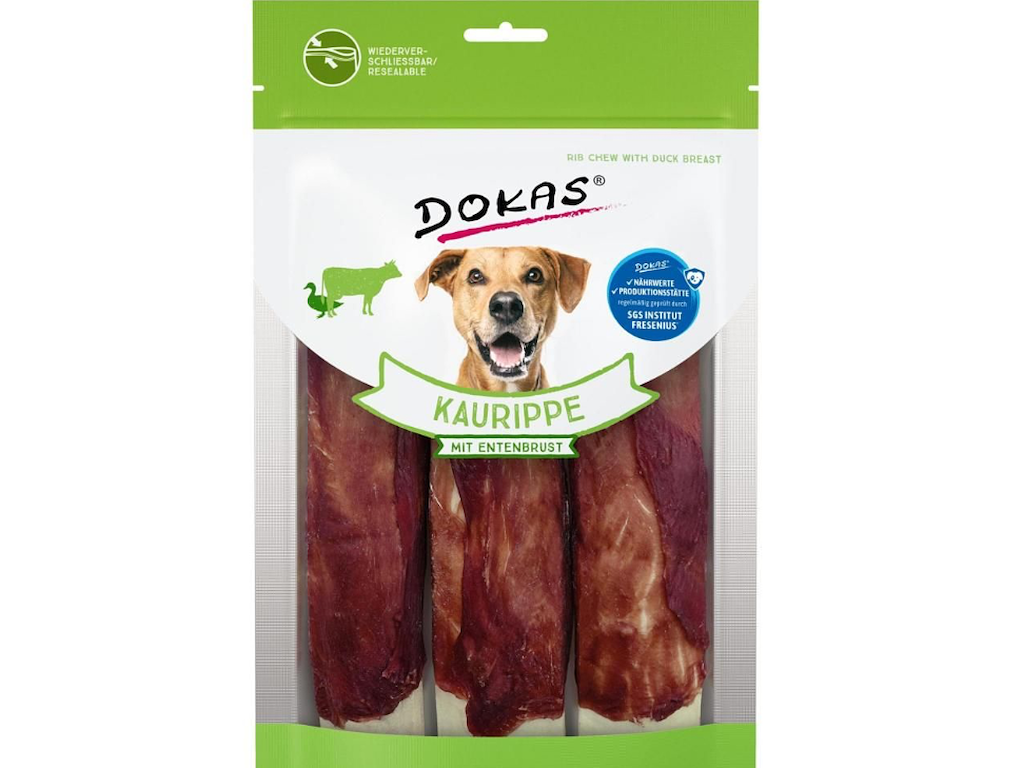 Dokas Tyggeben med Andebryst 3 stk. 210 g – Langtidsholdbare Tyggeben med And og Oksehud