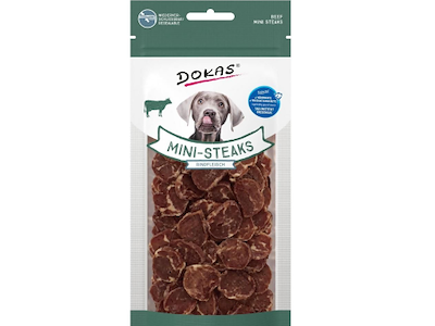 Dokas Mini-Steaks Okse 50 g – Træningsgodbidder med Oksekød, Torsk og Kollagen